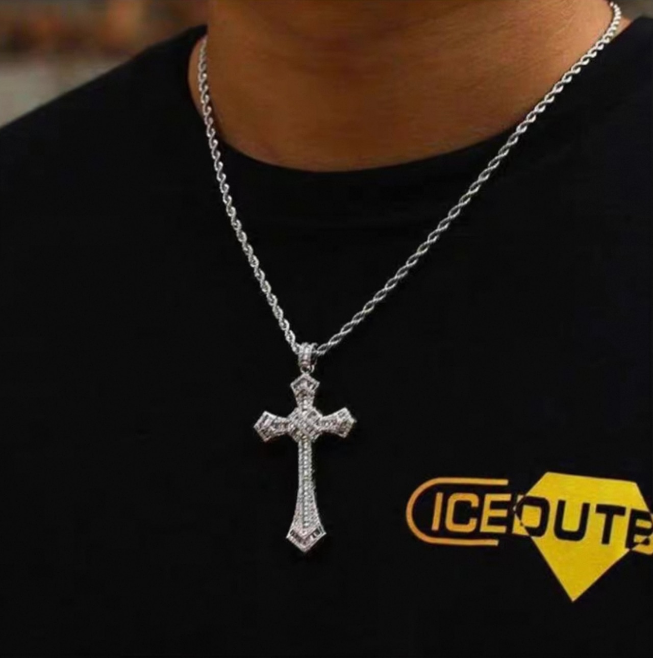 【grt26】Moissanite Cross Pendant