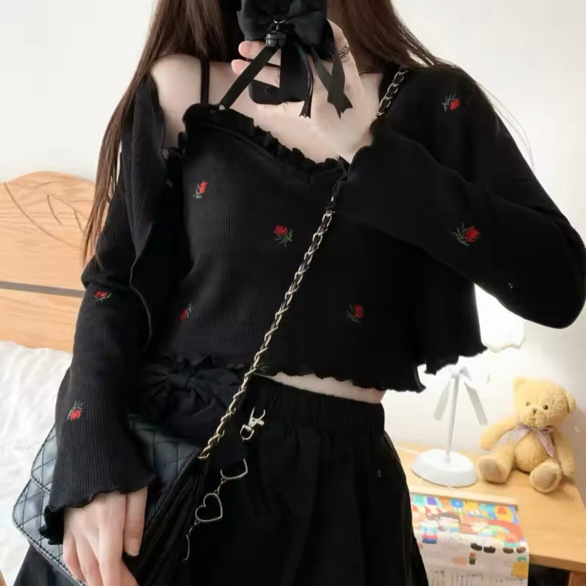 フラワーキャミソール&カーディガン