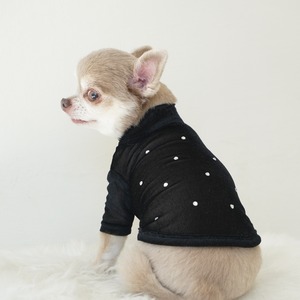 Velour Mesh Rhinestone Tee - Black
