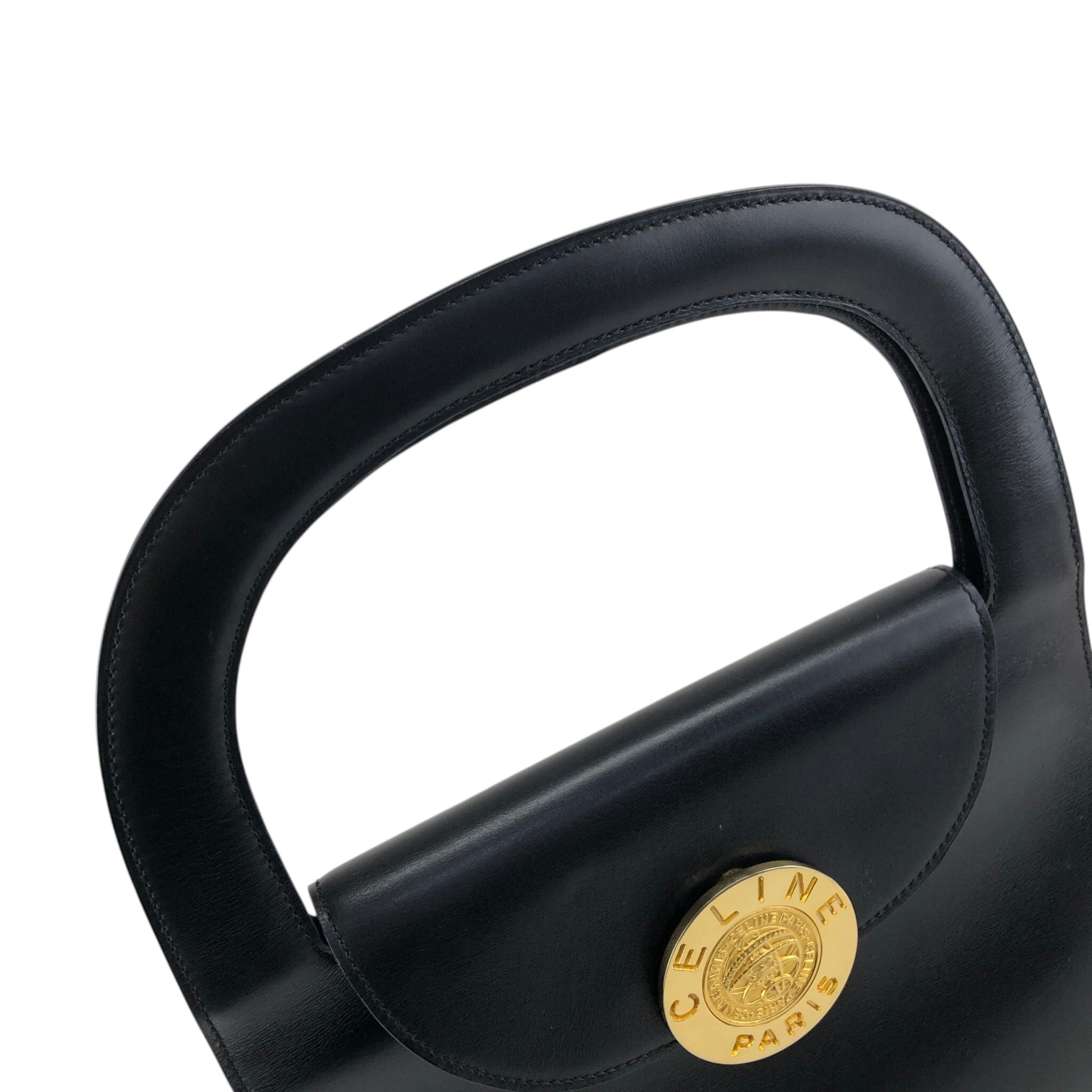CELINE セリーヌ ハンドバッグ ブラック コインモチーフ レザー トップ