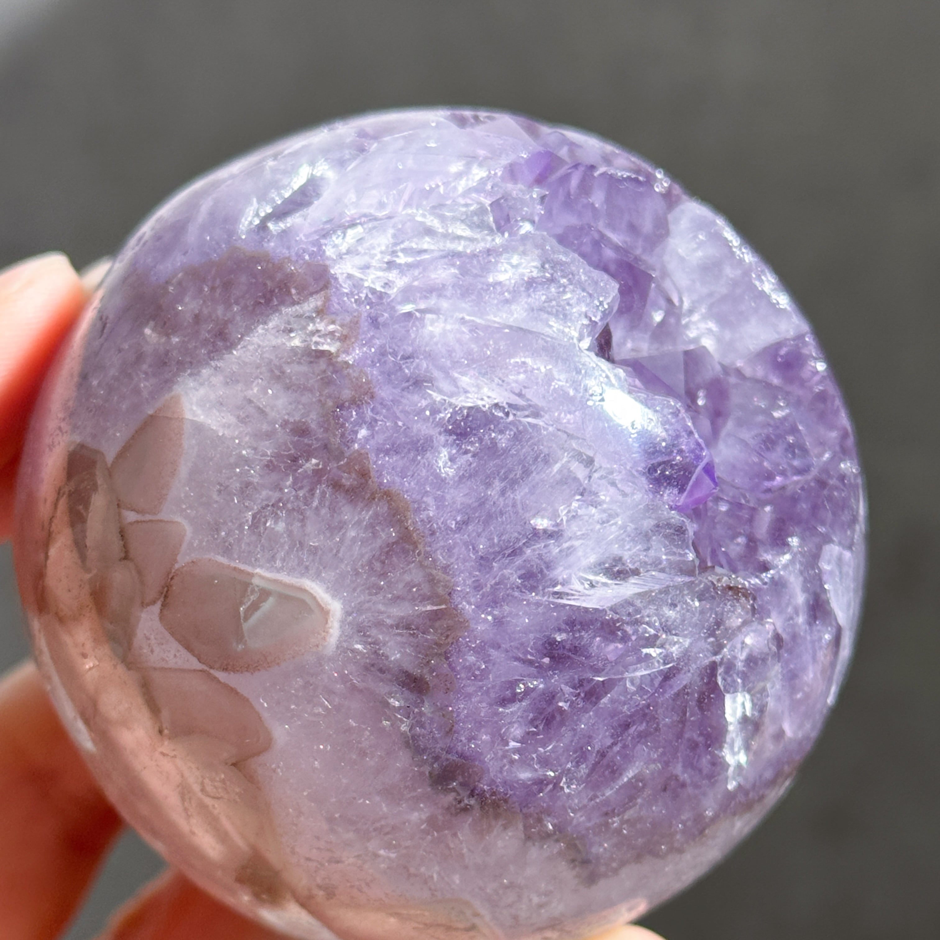 ウルグアイ産アゲート×アメジスト スフィア（丸玉）51◇Agate×Amethyst