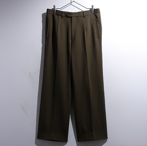 EURO Khaki One-Tuck Textured Wool Slacks
