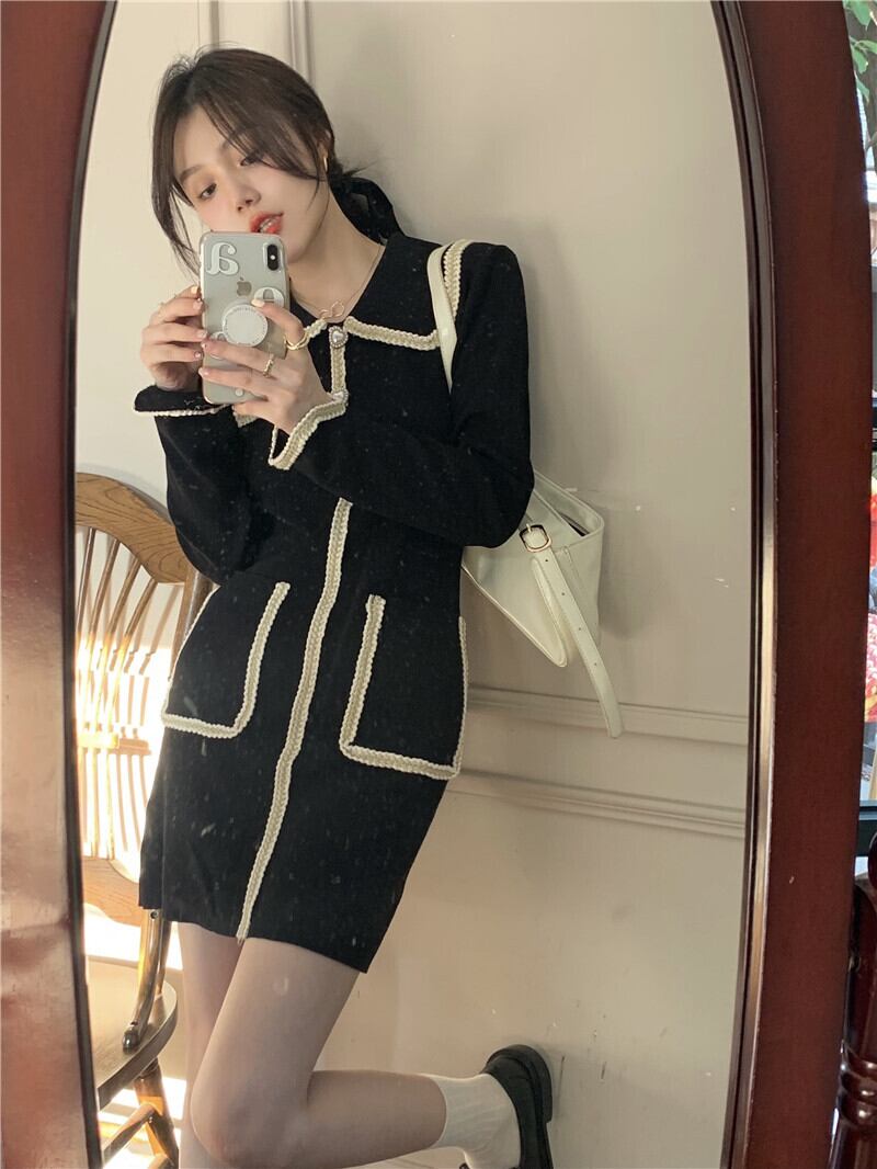 スタイルスリムニットドレス オータムウェストスカート ロング 秋物 モンロー12302496355