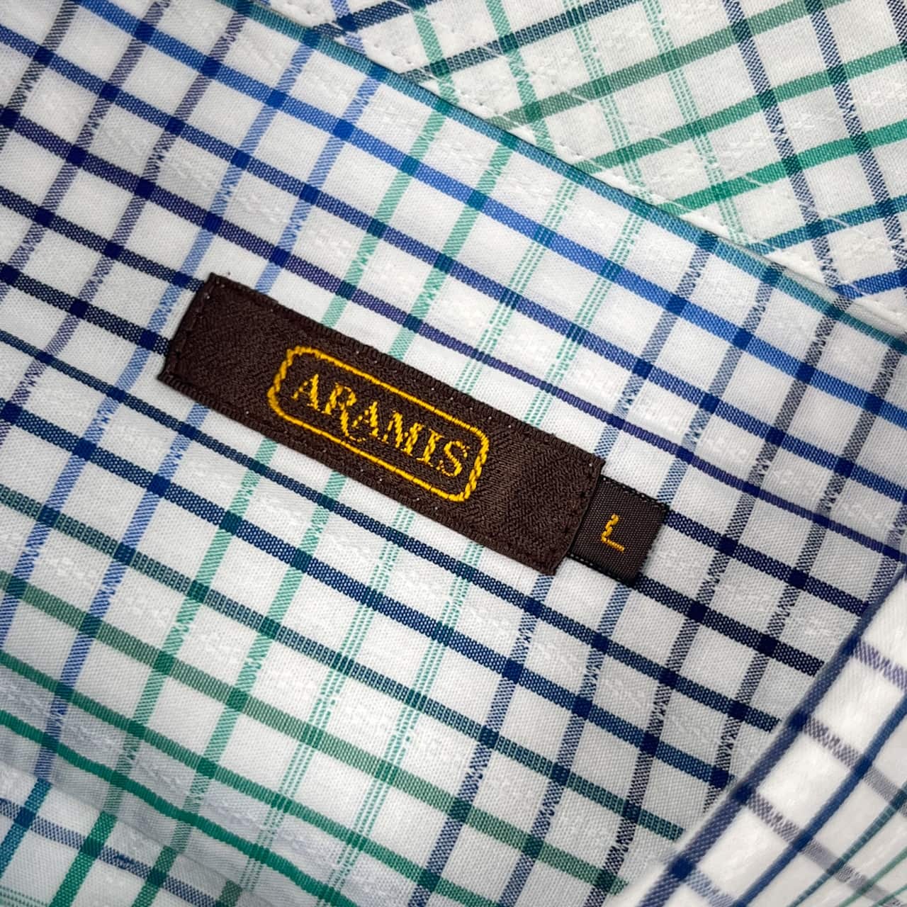 ARAMIS アラミス チェック 長袖シャツ L/ブルー×グリーン系 メンズ
