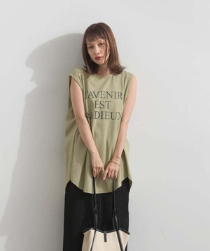 AE2972 ロゴフレンチスリーブプルオーバー khaki