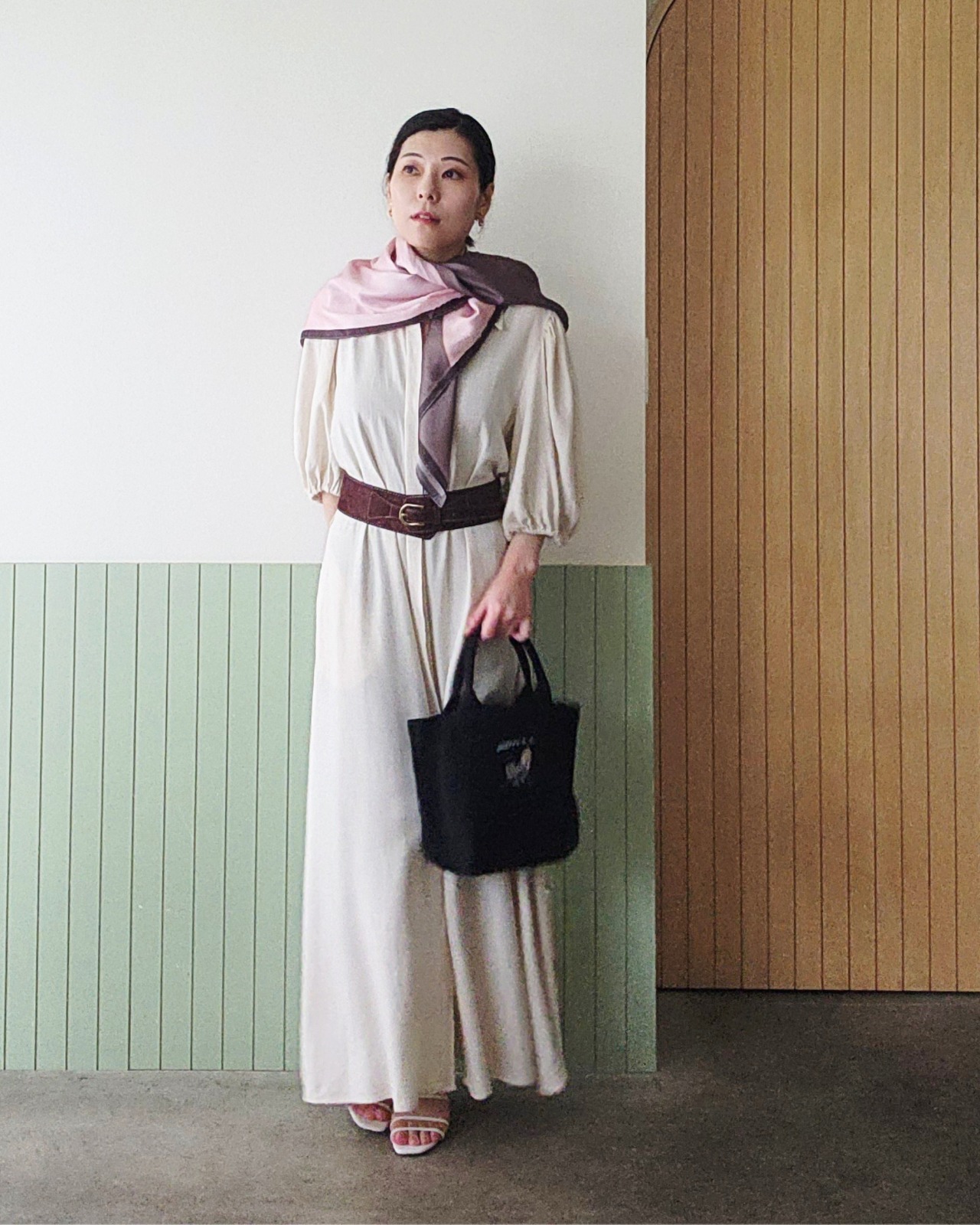 【SAMPLE / 1点限り】シルクスカーフ_展示・撮影使用品（PINK & BROWN） - 9
