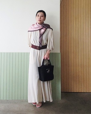 【SAMPLE / 1点限り】シルクスカーフ_展示・撮影使用品（PINK & BROWN）