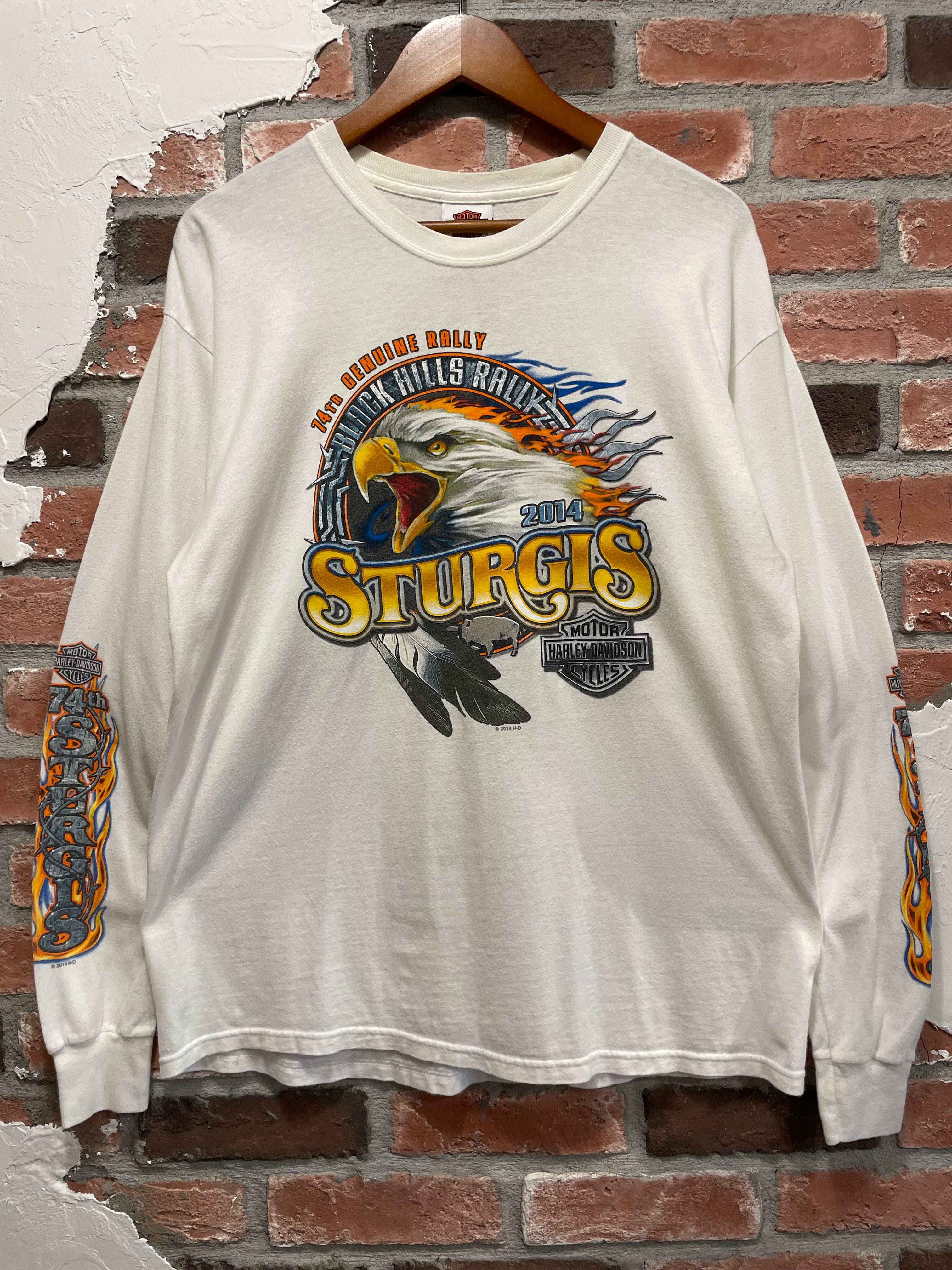 Harley Davidson L/S Tee 白 L ハーレーダビッドソン 長袖 ロンT