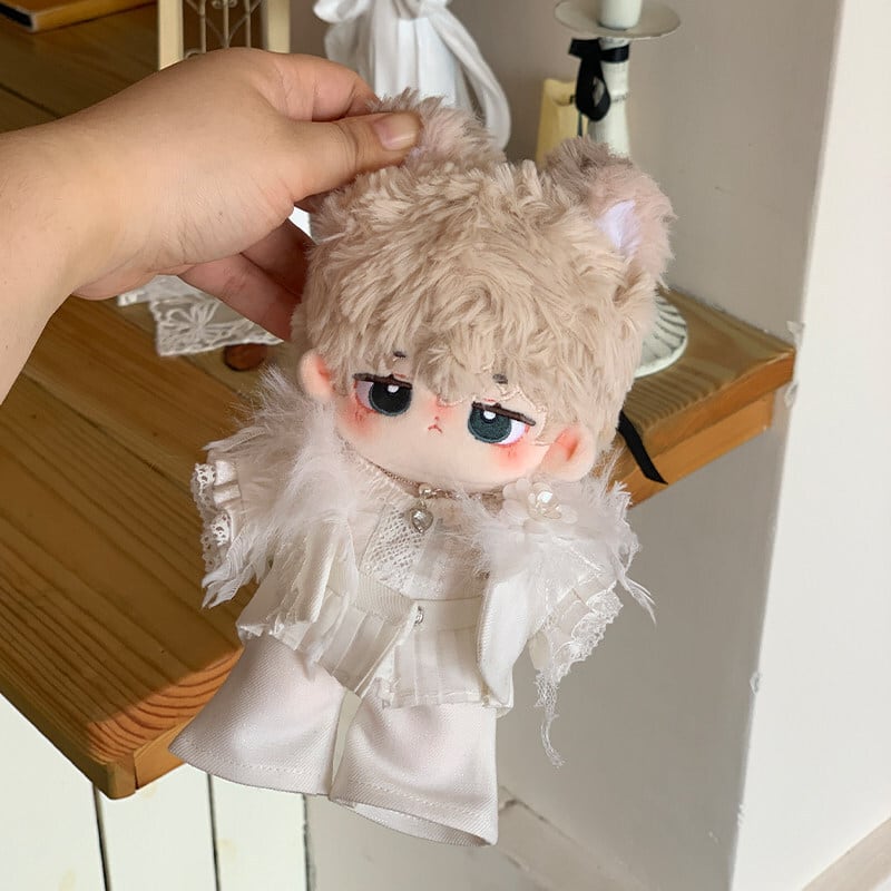 20cmぬいぐるみ用 レースシャツ+パンツ+羽毛付きジャケット+ネックレス