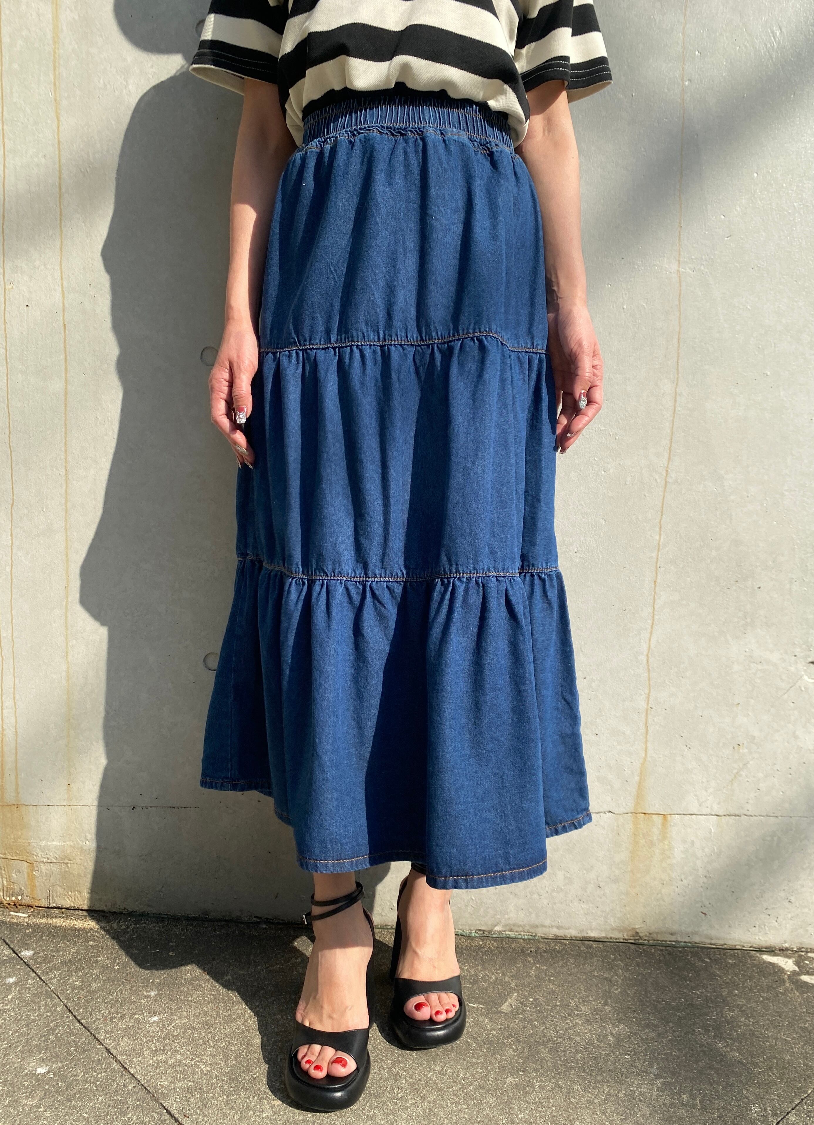 デニムフリルスカート 新品タグ付き デニムフリルスカート 7300円→5840円 | セレクトショップベリンダ