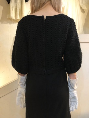 Vintage 60’s ballon sleeve knit top wool black dress