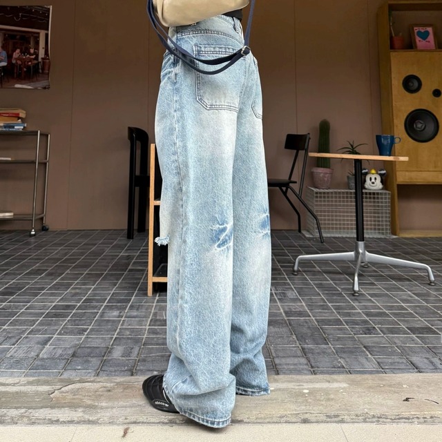 ヴィンテージライククラッシュデニムパンツ 1col   R02595