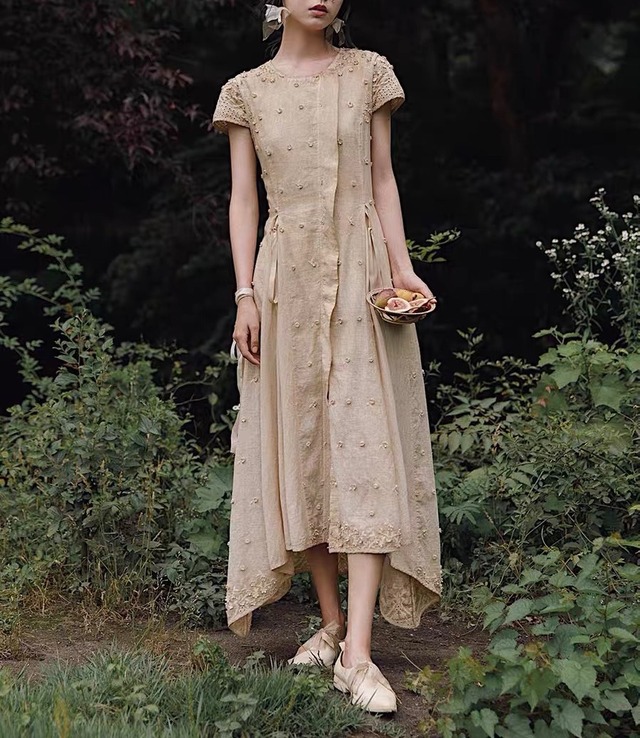 アンティークレース刺繍ロングワンピース Fanfan Closet ファンファンクローゼット