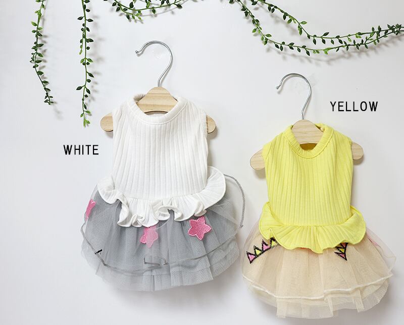 【SALE】ポンポンチュールワンピース S ~ XL 2color  /  犬服 犬の服 犬 ワンピース ドッグウェア 小型犬 中型犬