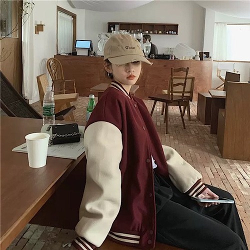 ジャケット スタジャン バイカラー カジュアル アウター 羽織り メンズライク レディース 無地 体型カバー 大きいサイズ ゆったり 春 新作 長袖 カジュアル ルーズ ヴィンテージ