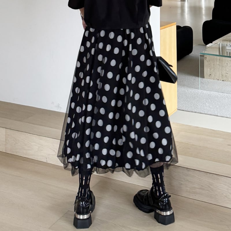 ★SPORTMAX★アウトレット★ラインストーン付きメッシュスカート メッシュフレアスカート ドット&ボーダー2パターン SK0242