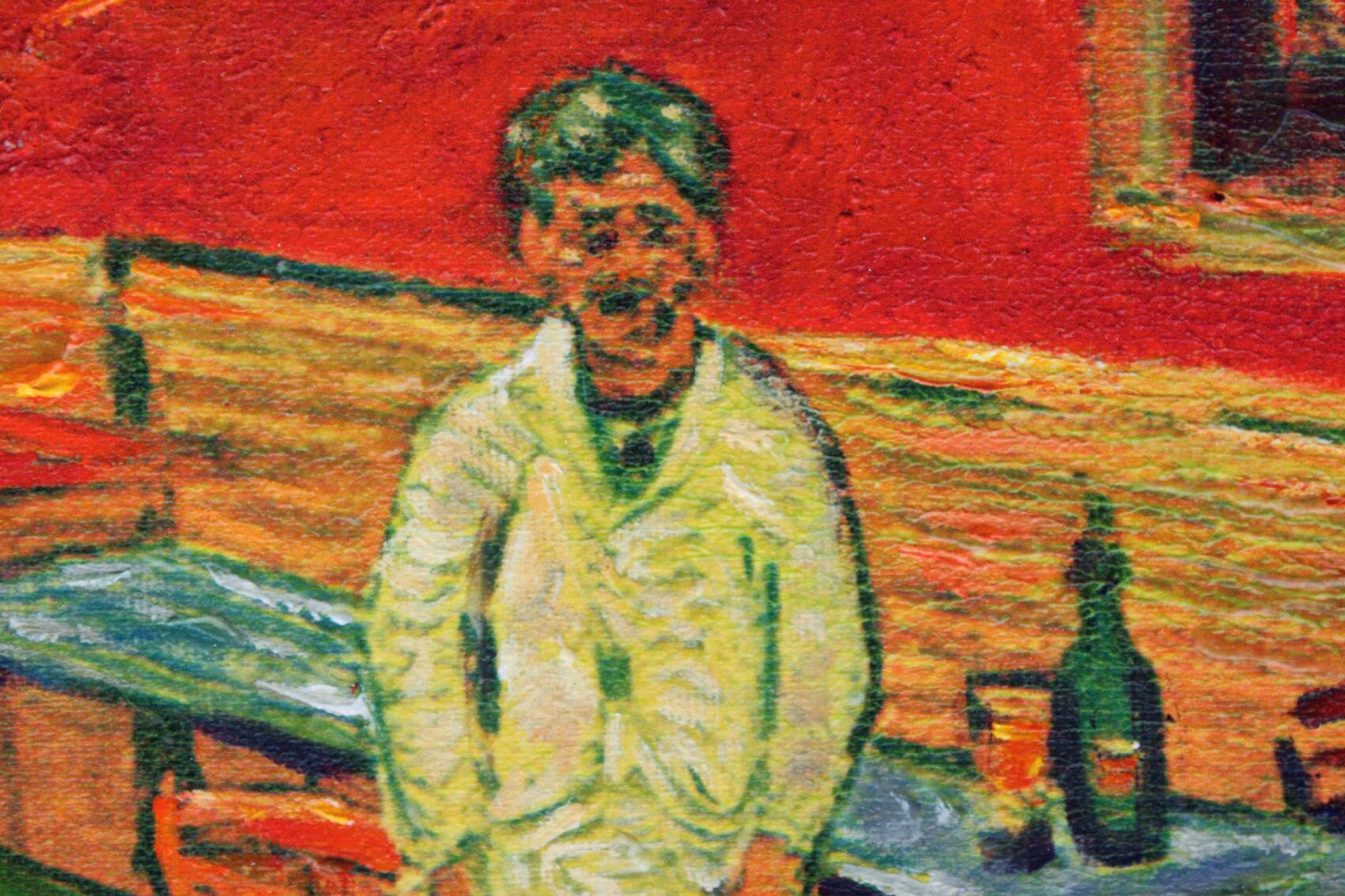 ゴッホ 絵画「夜のカフェ」額縁4色選択可能 作品証明書 展示用フック