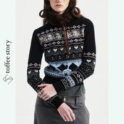 【2color】色符を編むフェアアイル・ショートカーディガン《B0064》