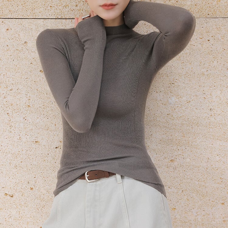 モックネック ニットトップス 4col H11088