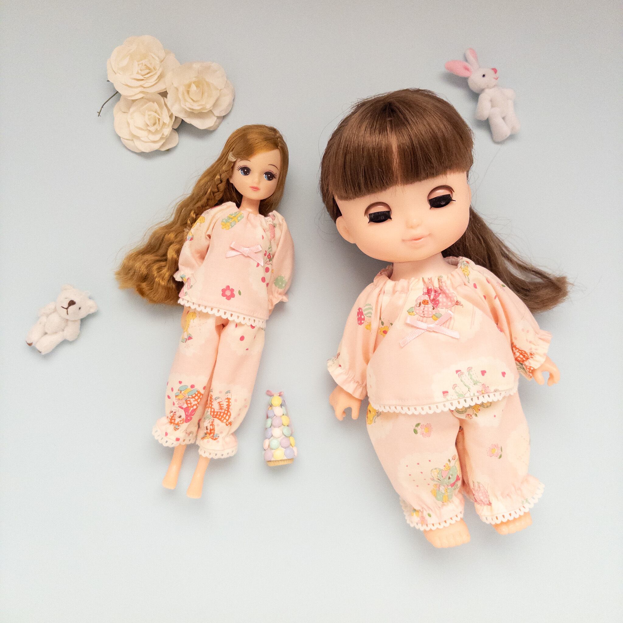 2点セット】リカちゃんメルちゃんお揃いパジャマ(黄色水玉) | dollkamiyu