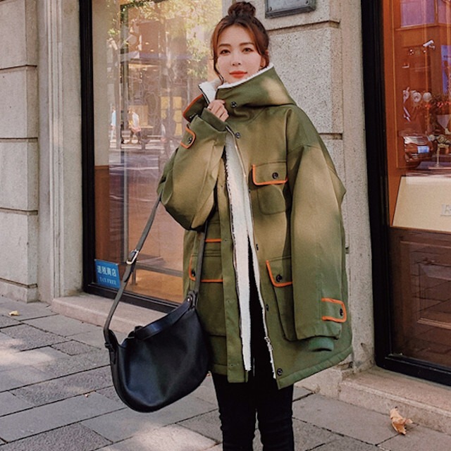 大人気❤️秋シンプルコート ゆったりデート普段着パイピング 
