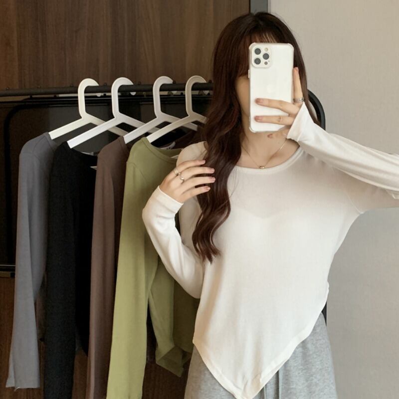 Tシャツ シャツ スプリングオータムホワイトトップス ロング 春物 秋物 1号婦人73998633252