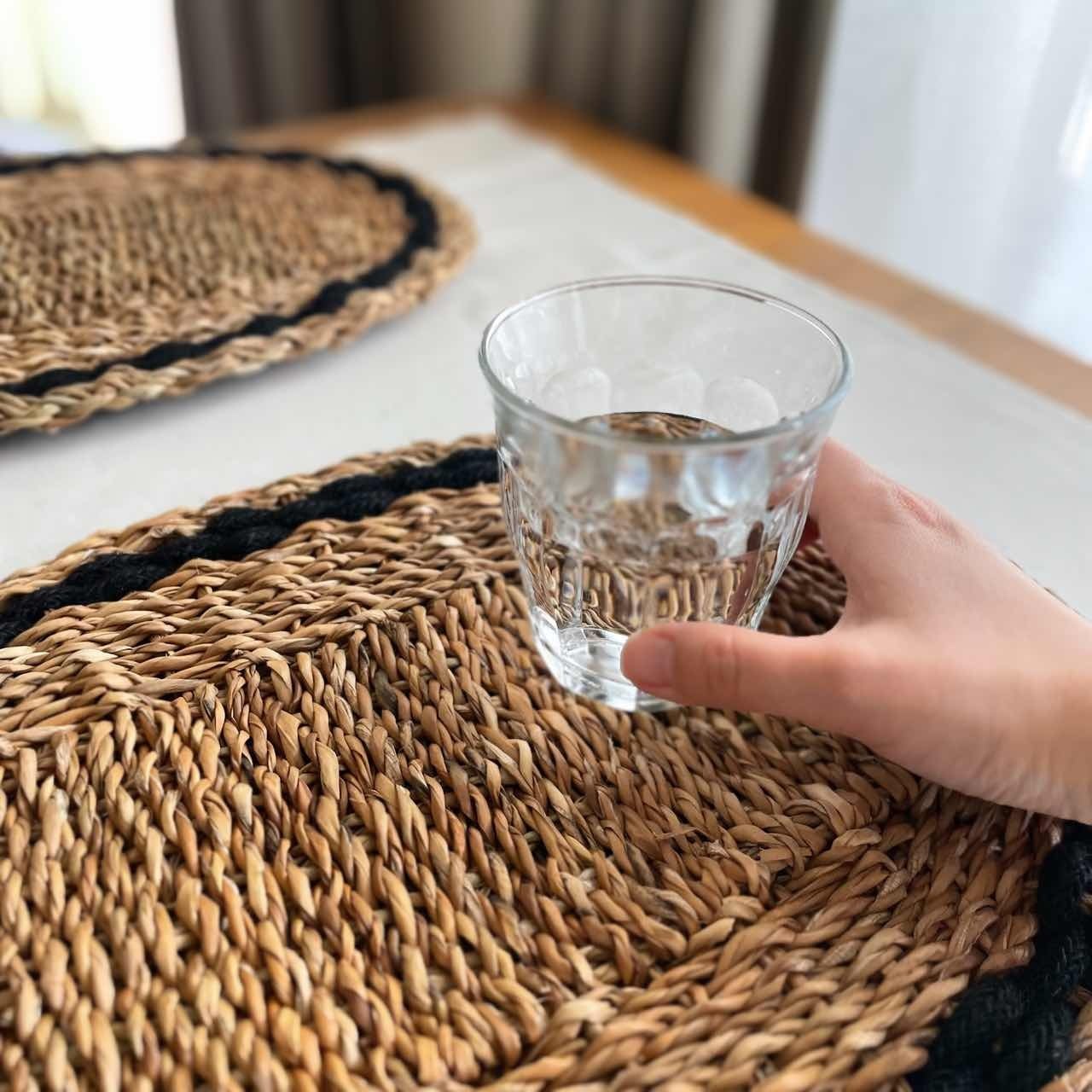 【 完売 】シーグラスマット|編みマット アジアンテイスト ナチュラル素材 民族調