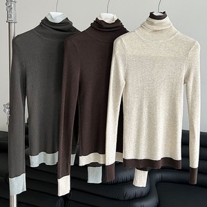 color-block turtleneck knit　J00325