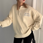 ロゴ刺繍ルーズシルエットポロknit/クリーム