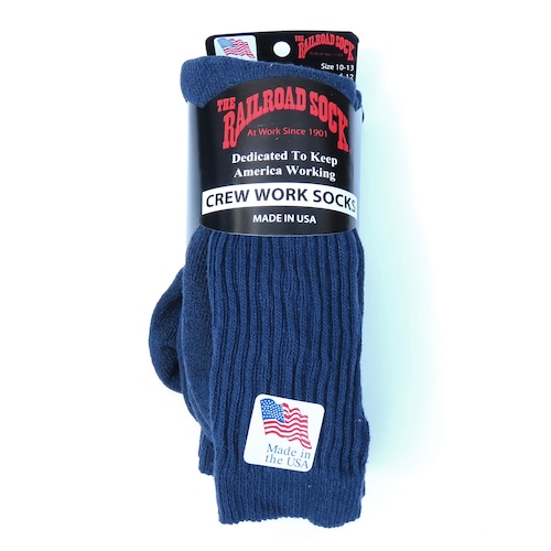 THE RAILROAD SOCK (レイルロードソック) Men's 3 Pair Premium Cotton Crew Socks ネイビー [6034]