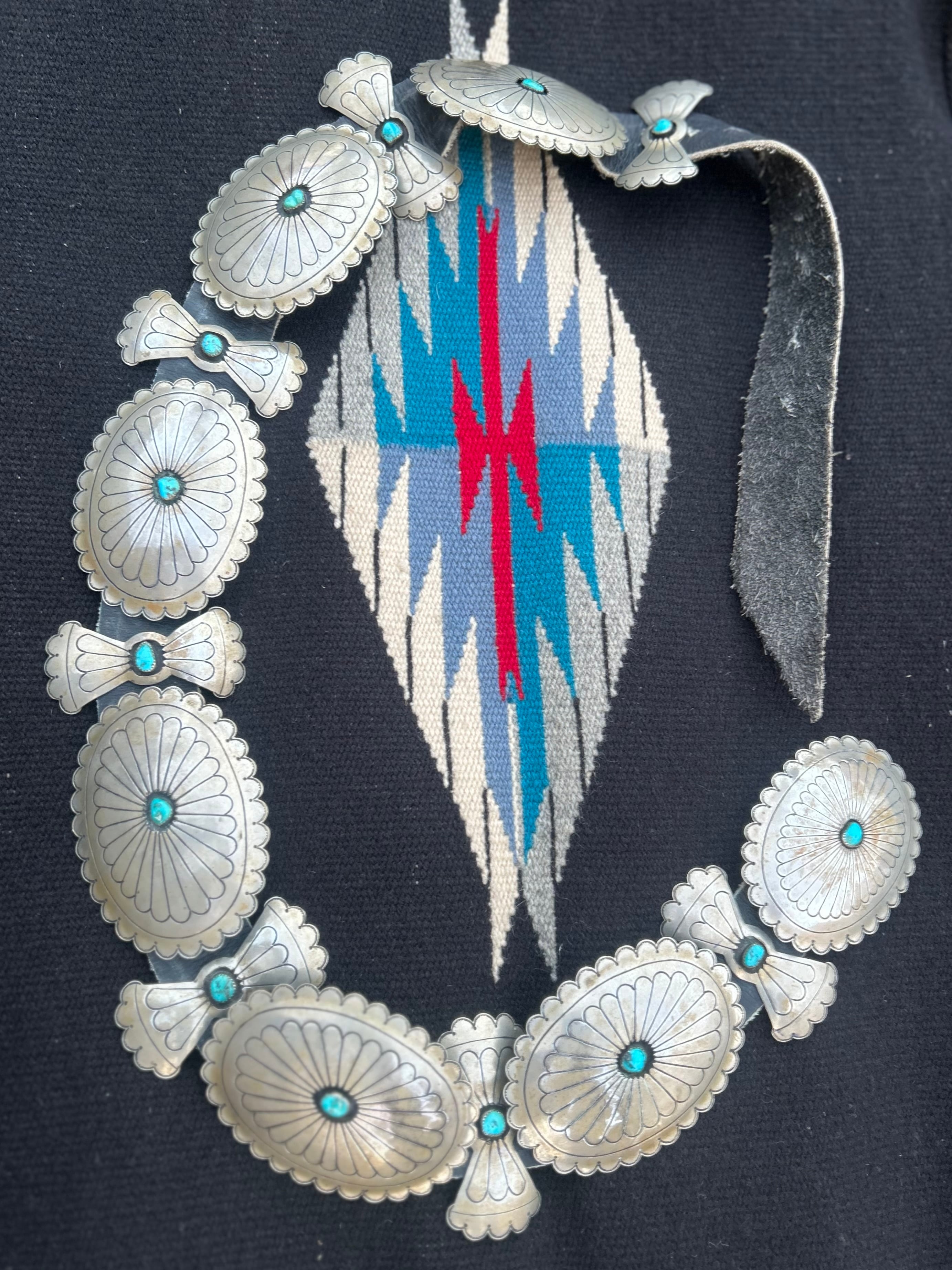 Vintage Navajo Turquoise Concho Belt