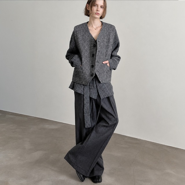 Herringbone tailored vest A00279