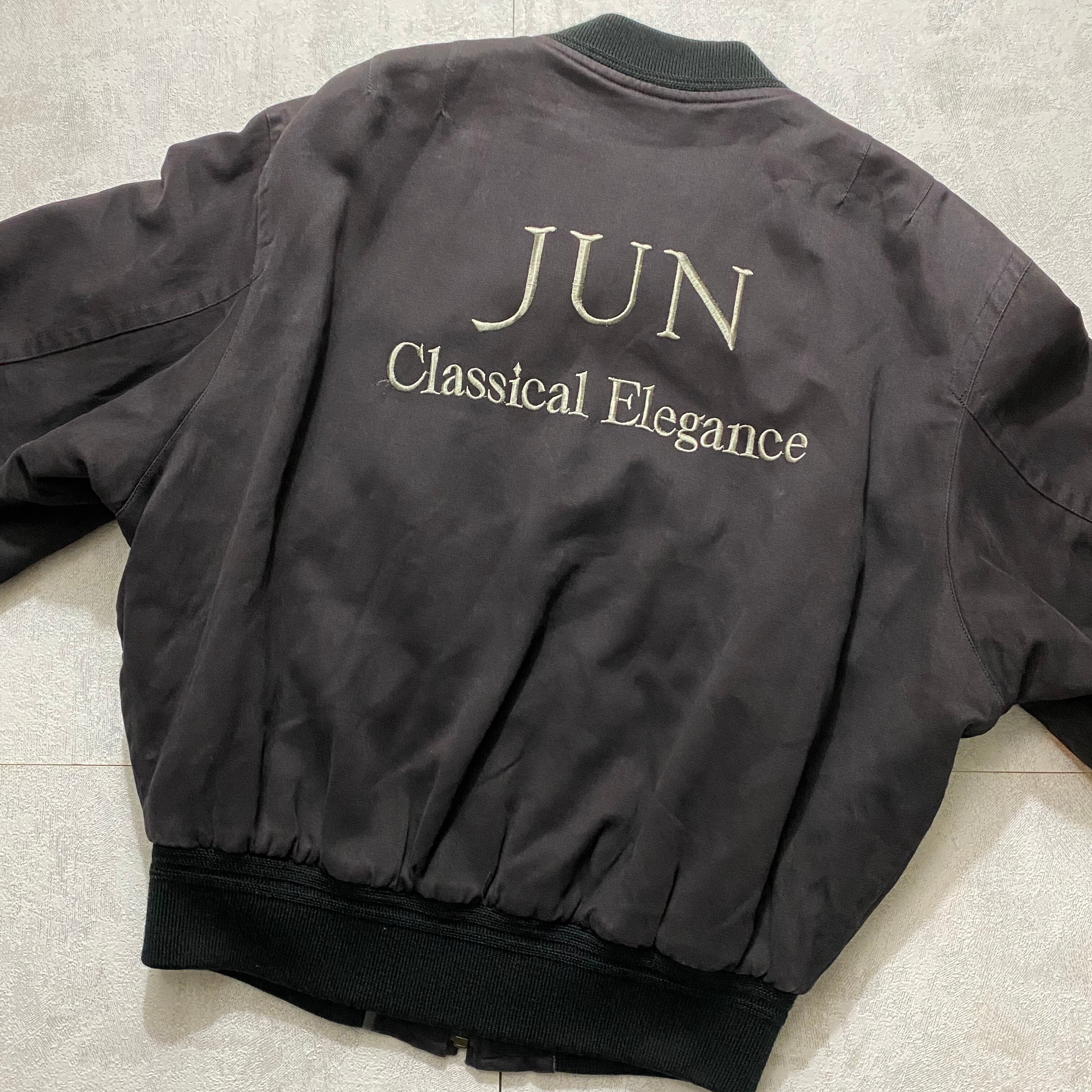 jun men ボンバージャケット 短丈 ブラック M JUN MEN back logo embroidery bomber jacket | NOIR ONLINE
