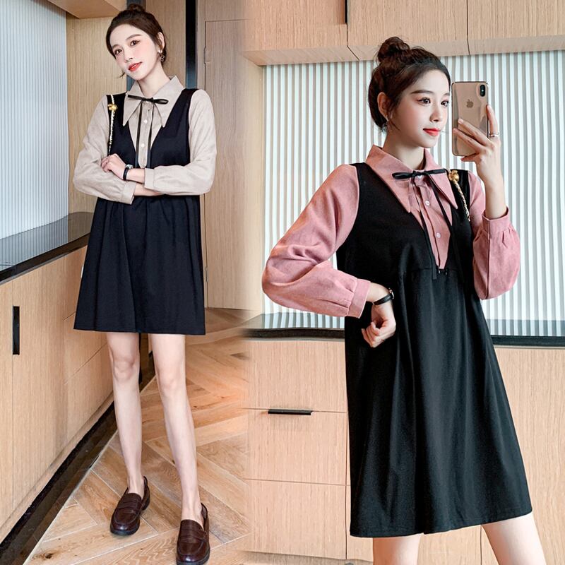 【新作】【送料無料】 9565＃授乳マタニティルーズフォールスツーピースドレス妊婦妊娠中の授乳ドレス AL expec388829646321