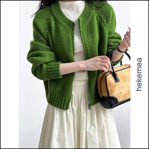 ラウンドネックジッパーニットカーディガン 230793