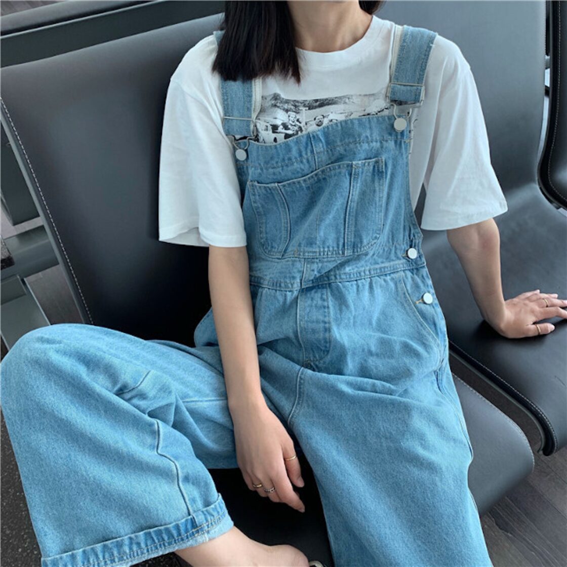オーバーオール サロペット レディース ワイドレッグ デニム ゆったり 