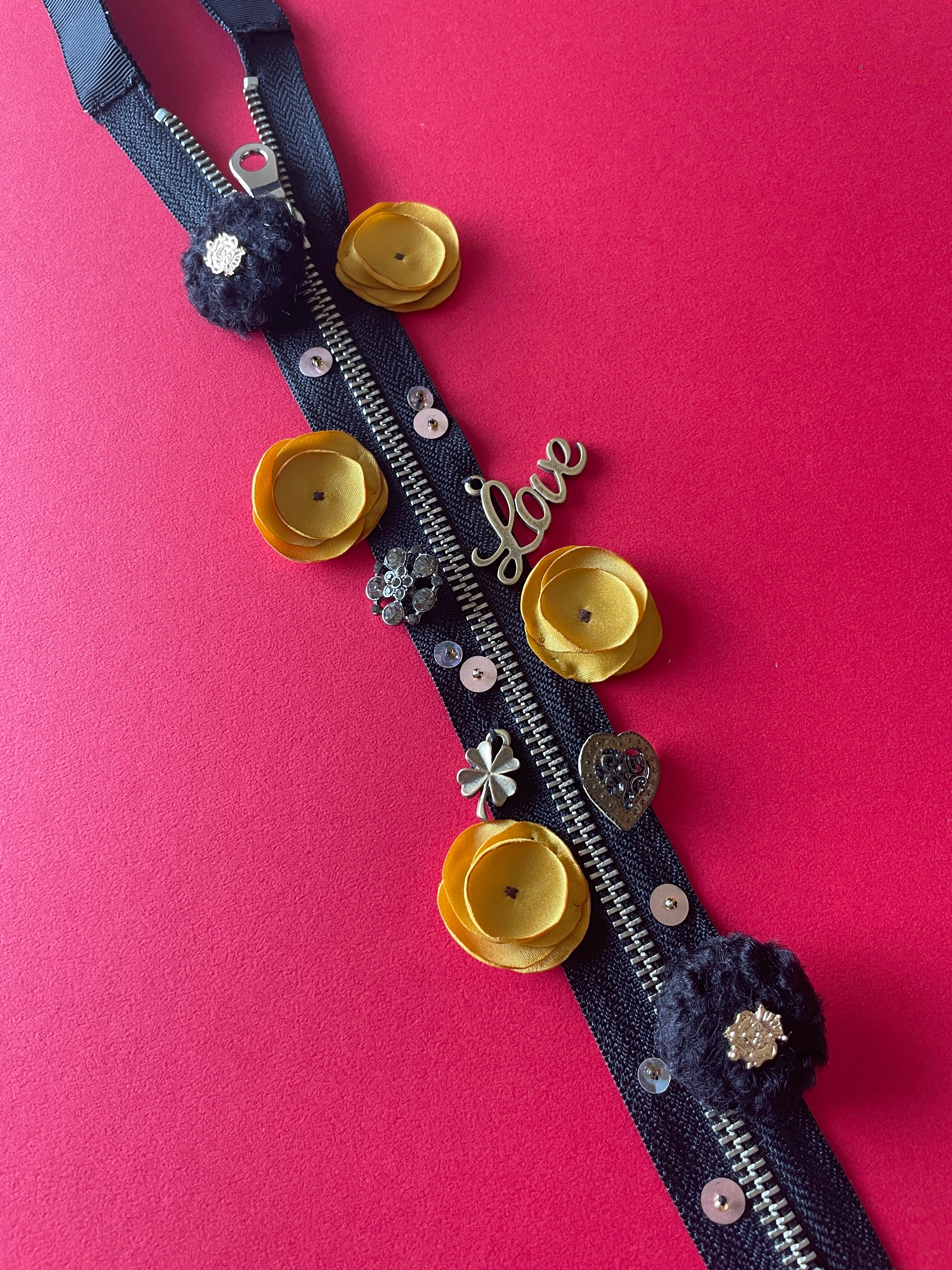 N-3 ジッパーネックレス YELLOW FLOWER