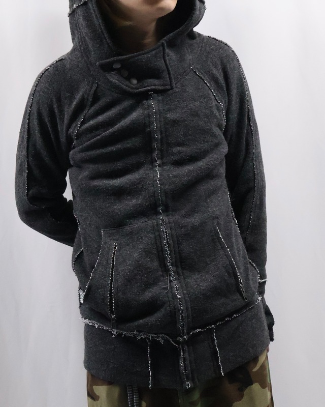 inside out neck detail hoodie