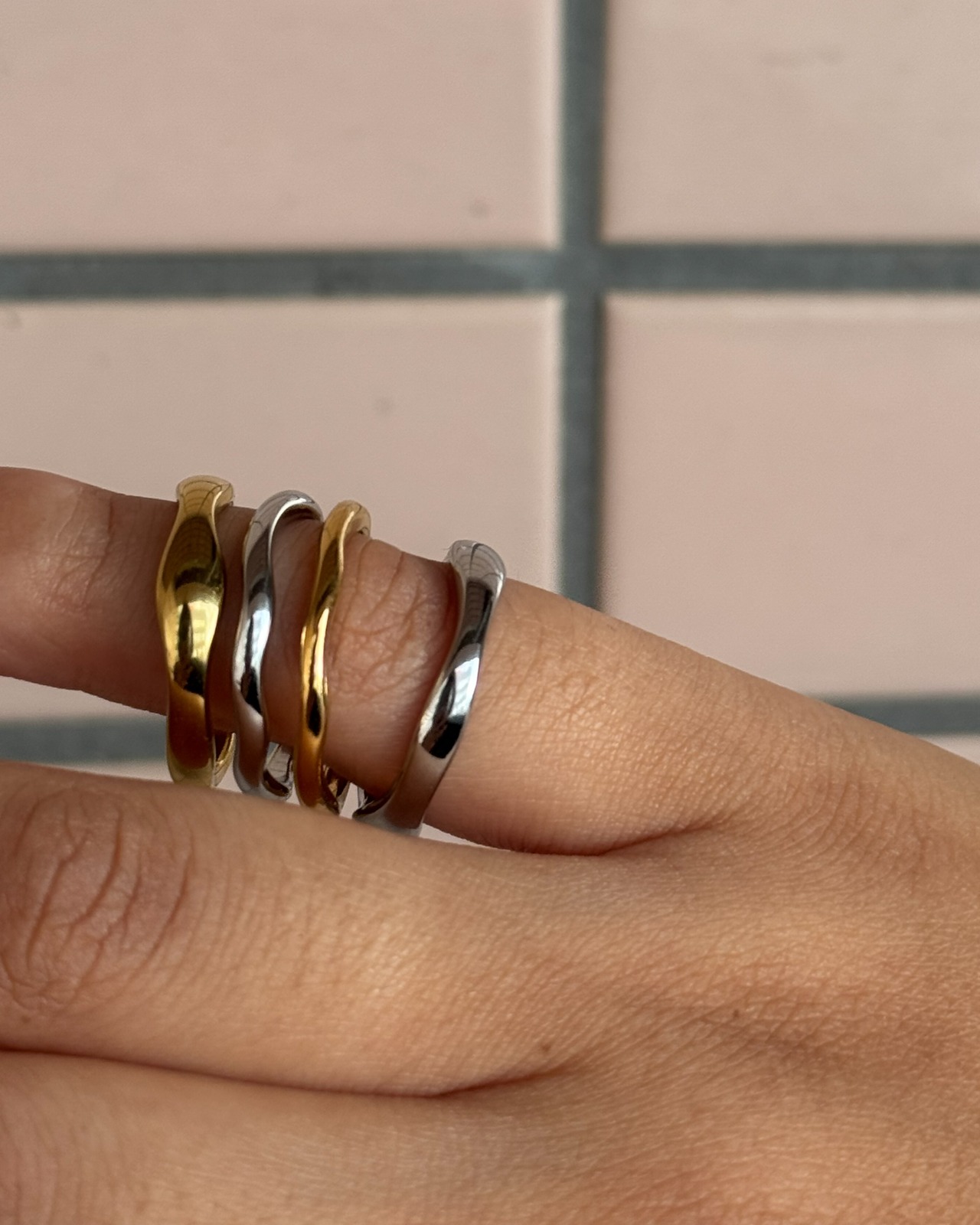 wavy stack ring M silver