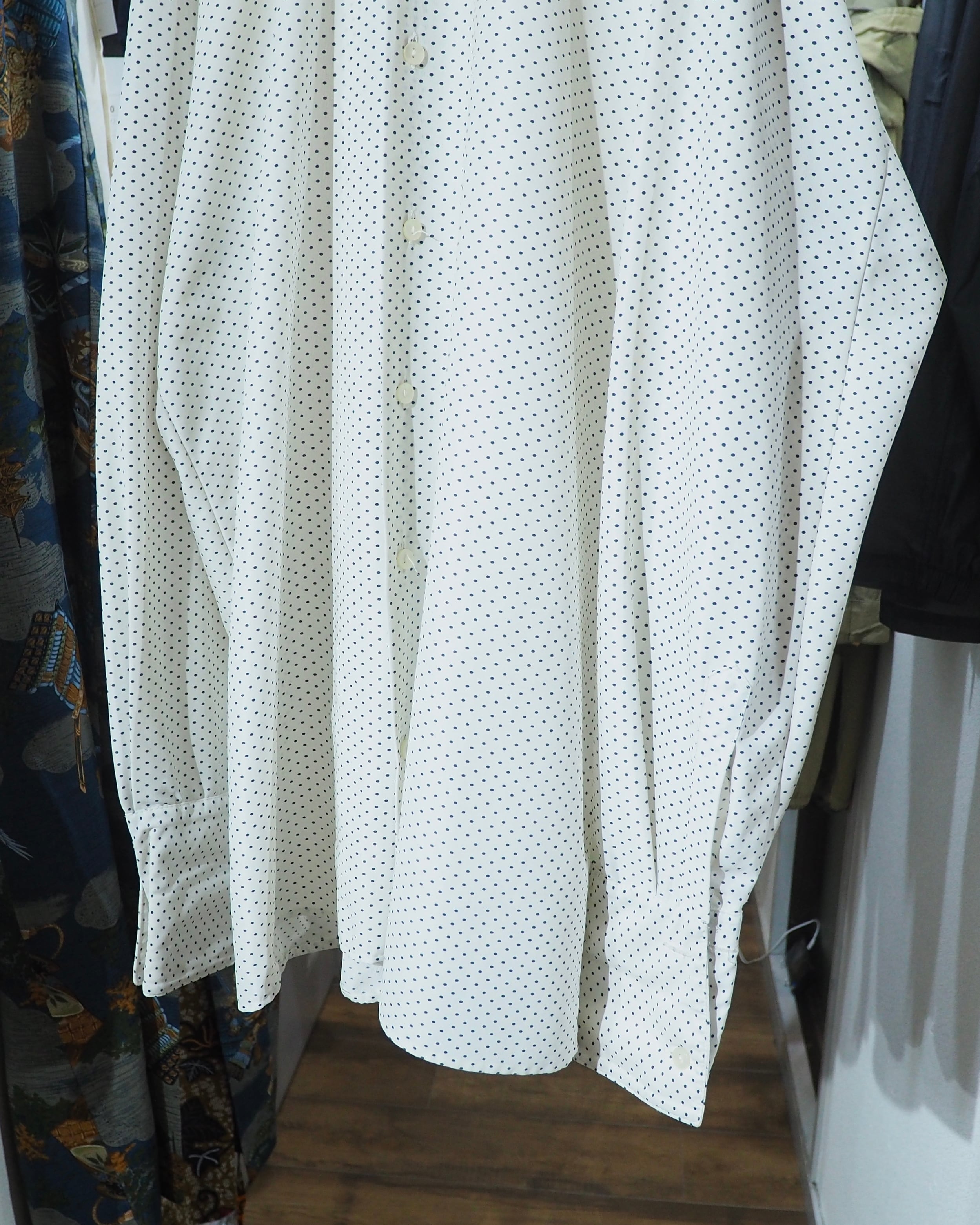 1970s ” Nyltest ” Dot pattern vintage Drape loose shirt
