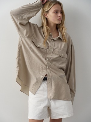 4/20発送 [FACADE PATTERN] Overfit Double Pocket Shirt_Olive Beige 正規品 韓国ブランド 韓国通販 韓国代行 韓国ファッション ファサード パターン 日本 店舗