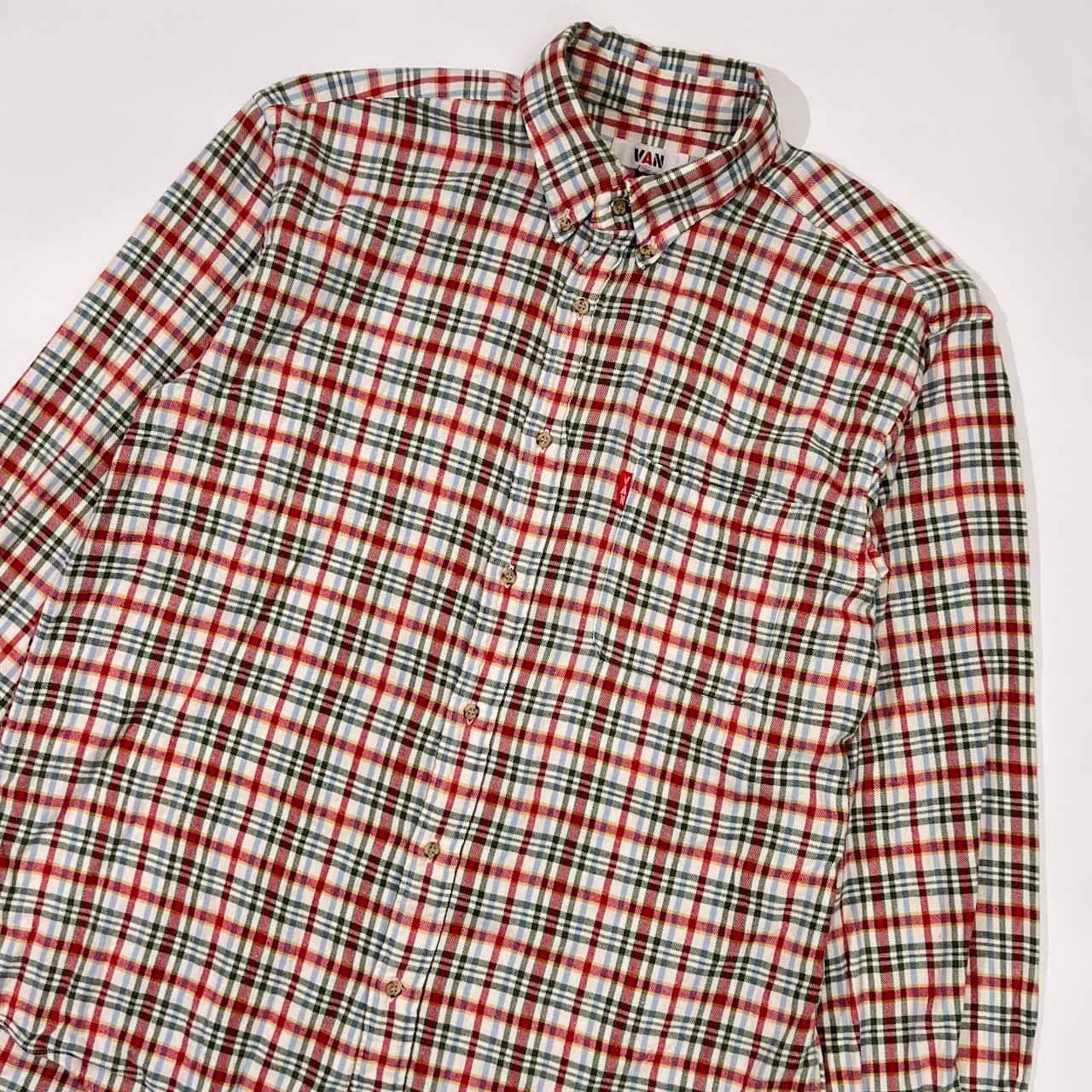 90s VAN JAC ヴァンヂャケット チェック BD ボタンダウン 長袖 ネルシャツ L/マルチ メンズ ビンテージ