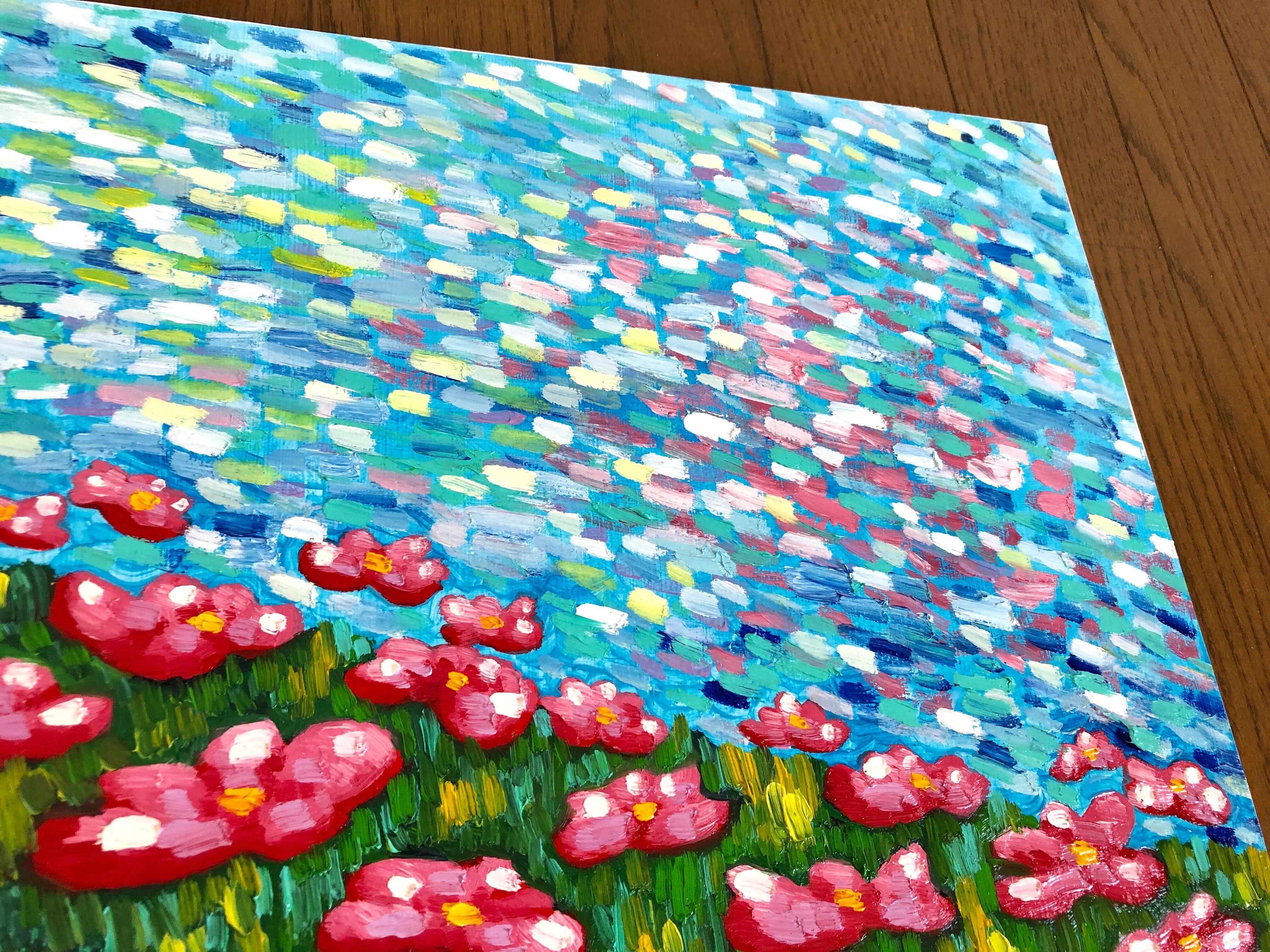 Flower Garden｣ F6木製パネル 油絵 アクアオイルカラー アクリル絵の具