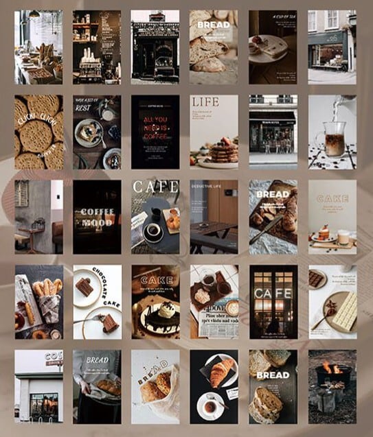 ビンテージ系ポストカード カフェ コーヒー パン ケーキ ビスケット