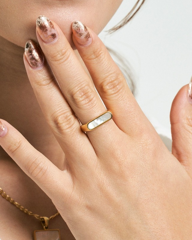 316L rectangle ring【White】#r85