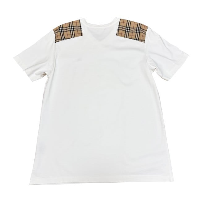 BURBERRY バーバリー ロゴ Tシャツ 白 メンズ 半袖 ノバチェック 古着 バーバリー BURBERRY 半袖 Vネック Tシャツ クリーニング済み 白