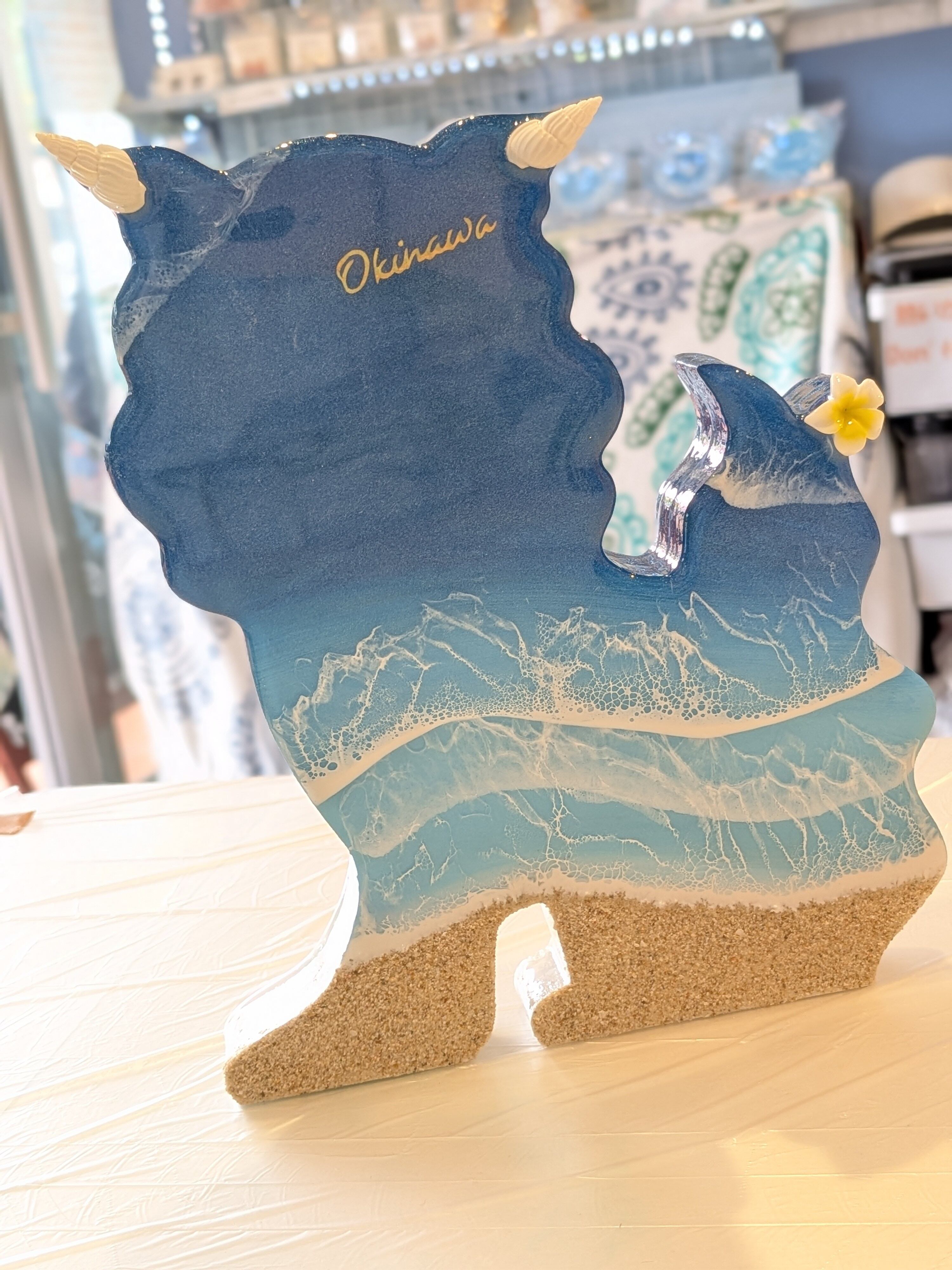 ⑩シーサーのオーシャンアート パステルブルー×ブルー (オス) レジン