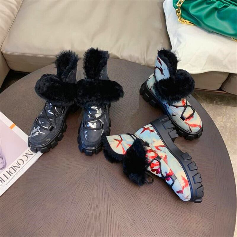 【新作】【送料無料】 スノーブーツは厚底レザーウールクロスストラップショートサーマルシューズ冬の女性のインナーファーブーツを増やします 靴 ウィンター 冬物 10b378639878911