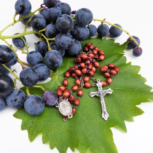 ウッドビーズ茶ロザリオ　イタリア