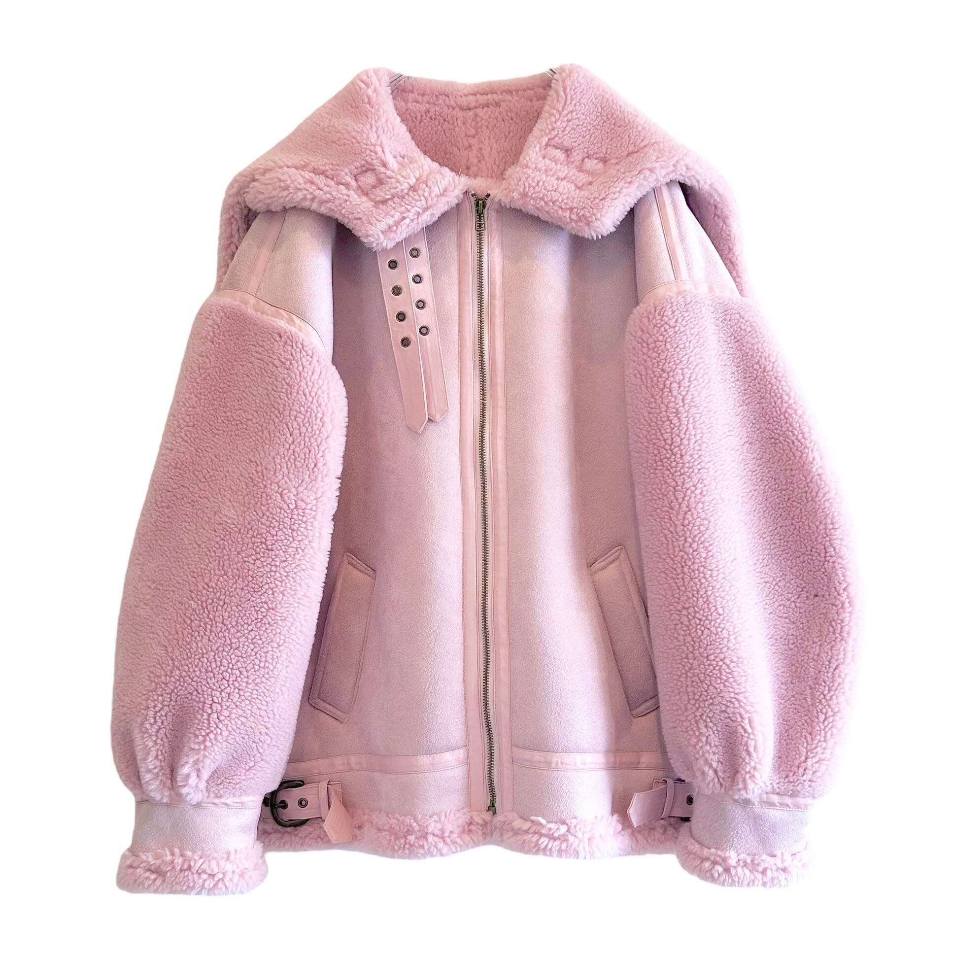 ピンクハウス ファー付き ムートンジャケット 気安 M 茶 